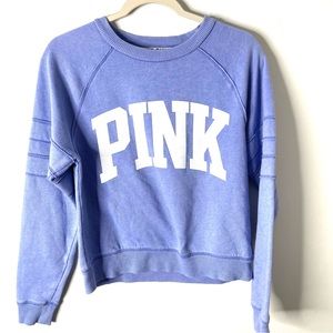 PINK Victoria’s Secret Sweatshirt XS Spellout Periwinkle Blue